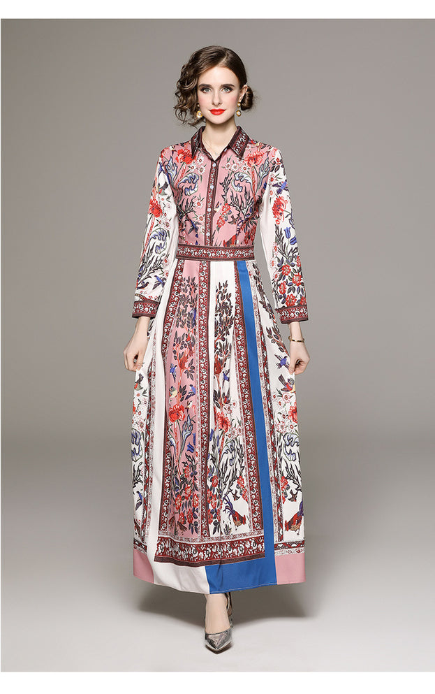 Fashion All-in-One Collection Waist Slimming Positioning Printed Dress