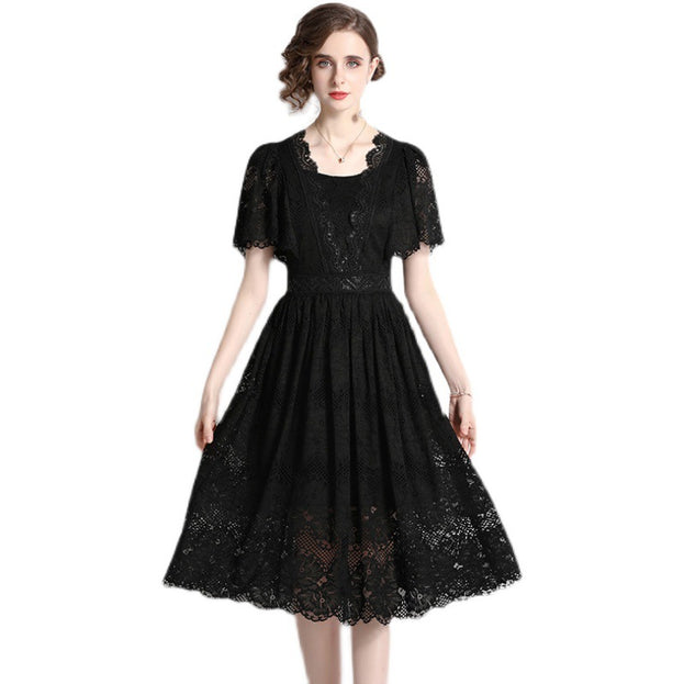 Solid Color Lace Dress