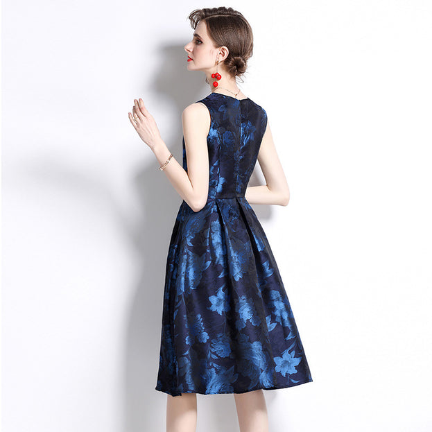 Temperament Elegant Jacquard Mid-Length Dress