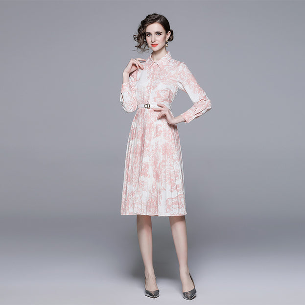 Printed Pleated Dress
