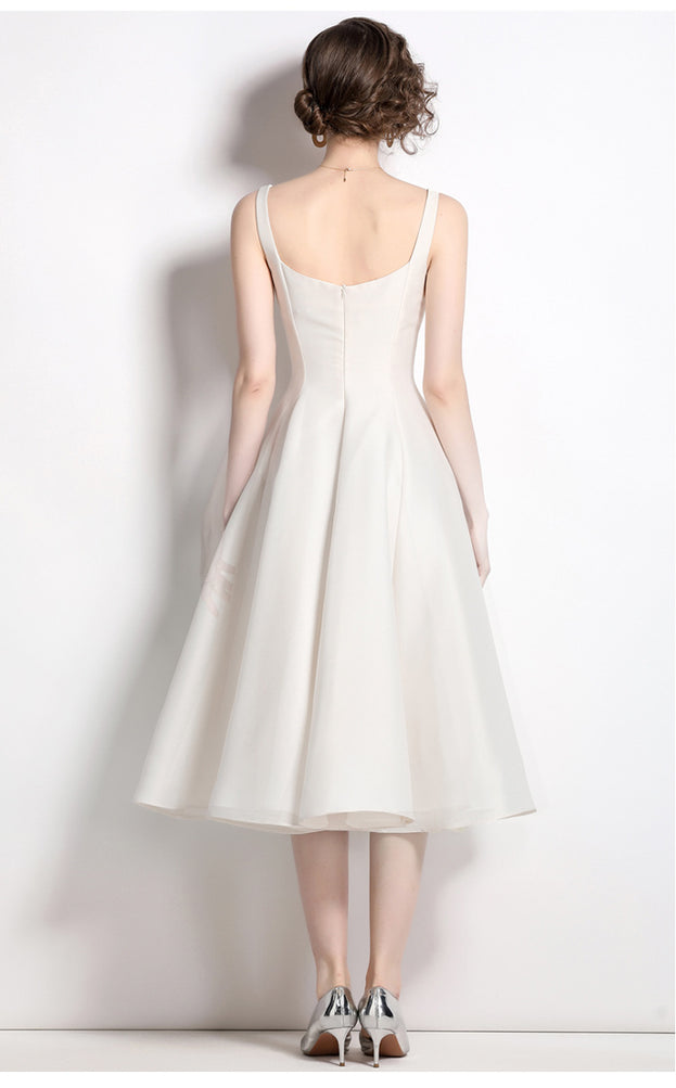 Temperament Retro Waist Slimming Dress Suspender Large Skirt Dress