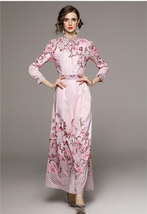 Fashion All-in-One Collection Waist Slimming Positioning Printed Dress