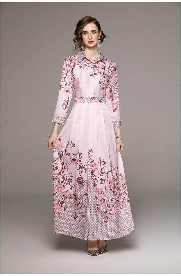Fashion All-in-One Collection Waist Slimming Positioning Printed Dress