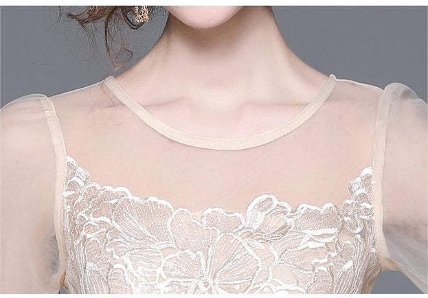 Embroidery Heavy Industry Gauze French Temperament Elegant Dress