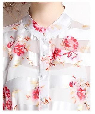 Half High Neck Lantern Sleeve Vintage Print Full-length Dress with Waist Tucked in (with Suspender)