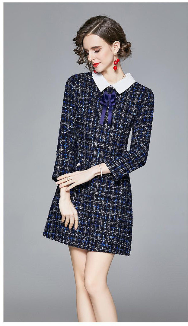Bow Collar French Winter Dress