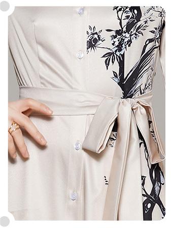 Fashion All-in-One Collection Waist Slimming Positioning Printed Dress with Belt