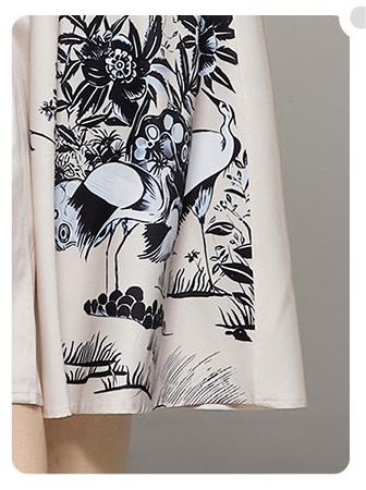 Fashion All-in-One Collection Waist Slimming Positioning Printed Dress with Belt