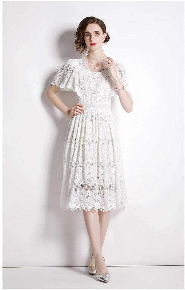 Solid Color Lace Dress