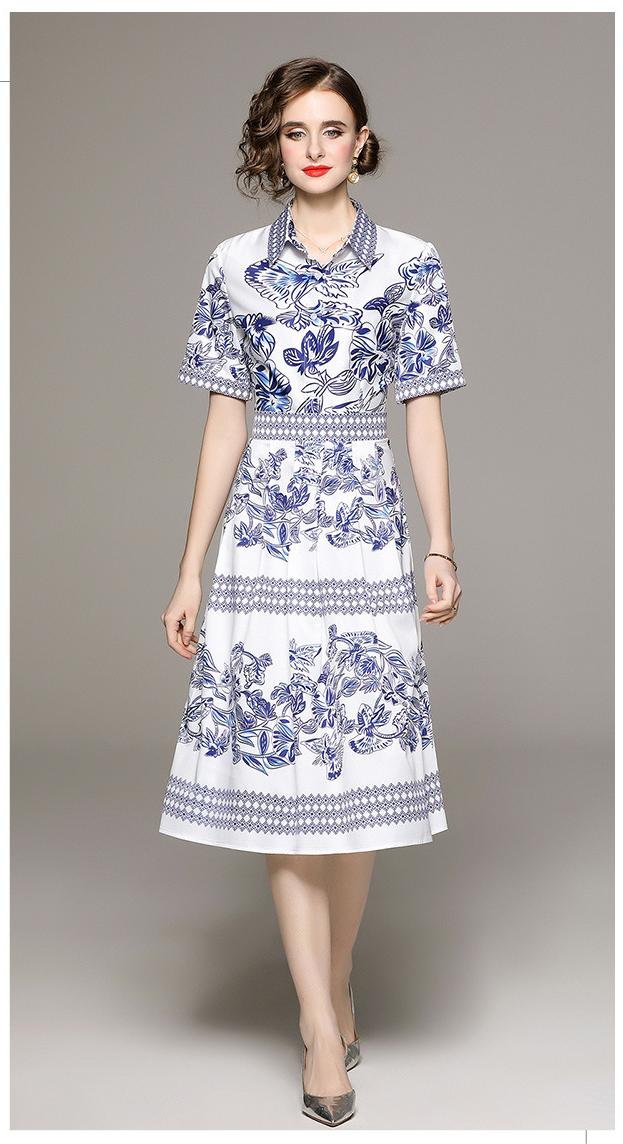 Fashion All-in-One Collection Waist Slimming Positioning Printed Dress