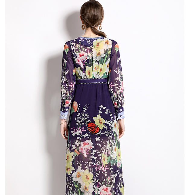V-Neck Chiffon Dress