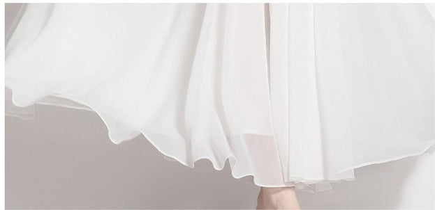 Temperament Retro Style Slimming White Dress Long-Sleeved V-Neck Skirt