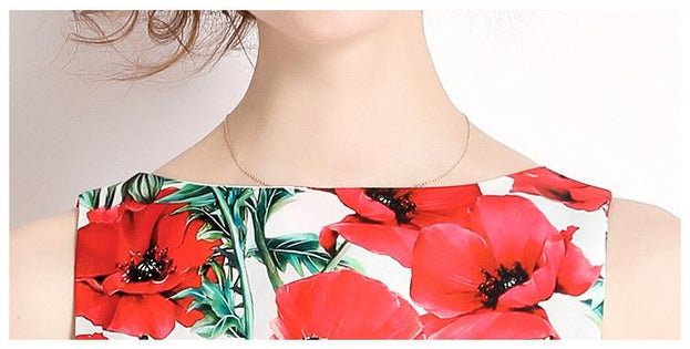 Vintage Print Sleeveless Dress