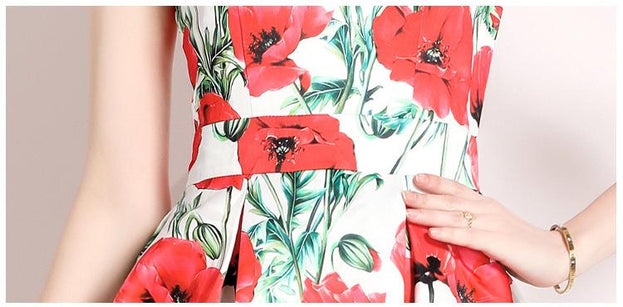 Vintage Print Sleeveless Dress