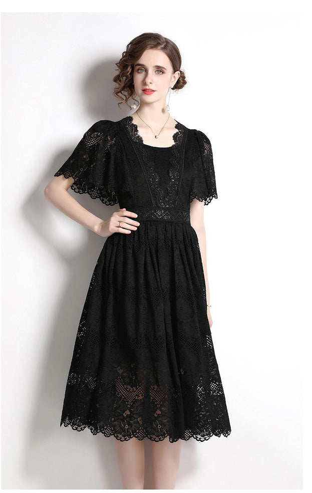 Solid Color Lace Dress