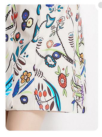 Fashion printed suit collar coat temperament waist slimming breasted mid-length trench coat