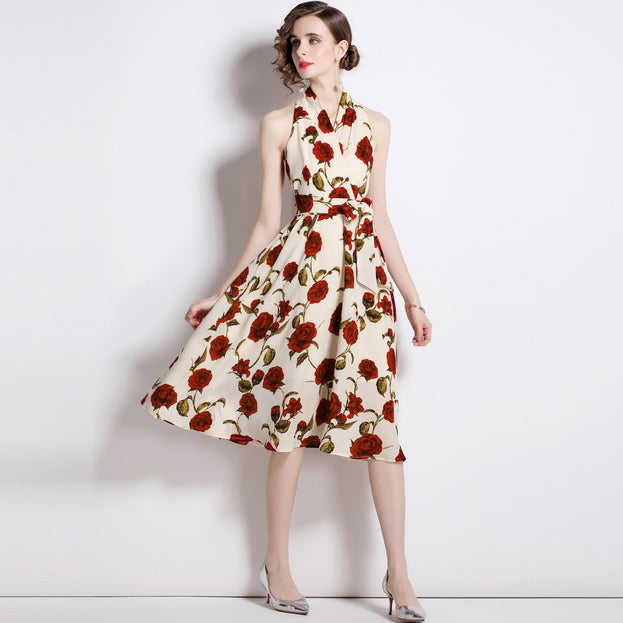 Neckline Print Dress