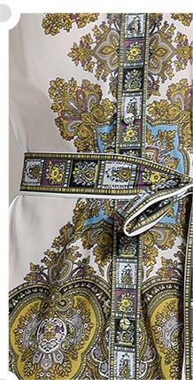 Vintage Print Long-Sleeved Full-Length Skirt Fashion Single-Breasted Stand-Up Collar Dress