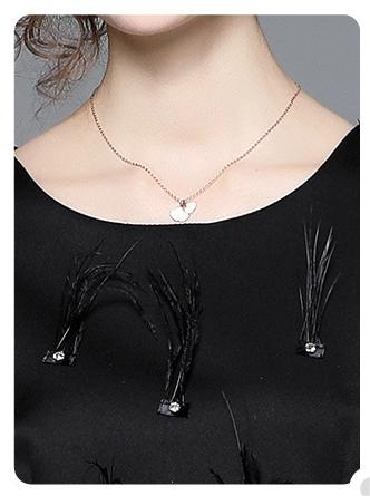 Fashion New Women's Temperament Nail Beads Elegant Thin Slim Mid-Length Short-Sleeved Dress