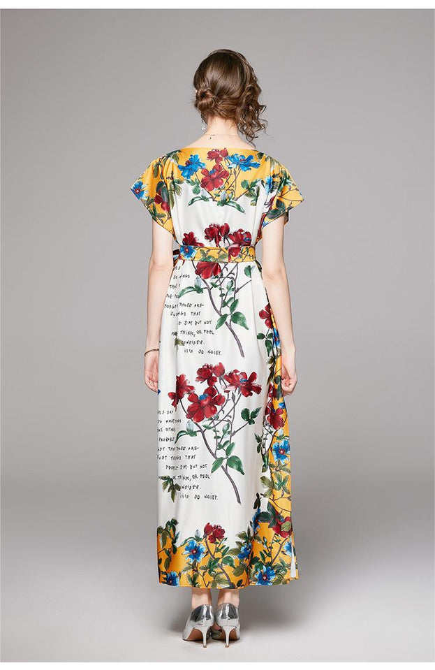 Stylish One-Line Neck Loose Lace-Up Dress with Belt