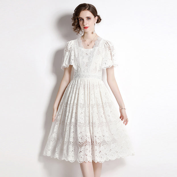 Solid Color Lace Dress