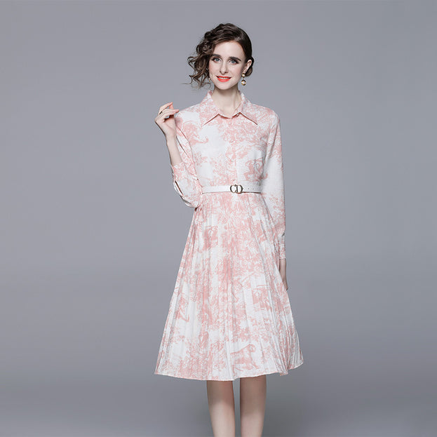 Printed Pleated Dress
