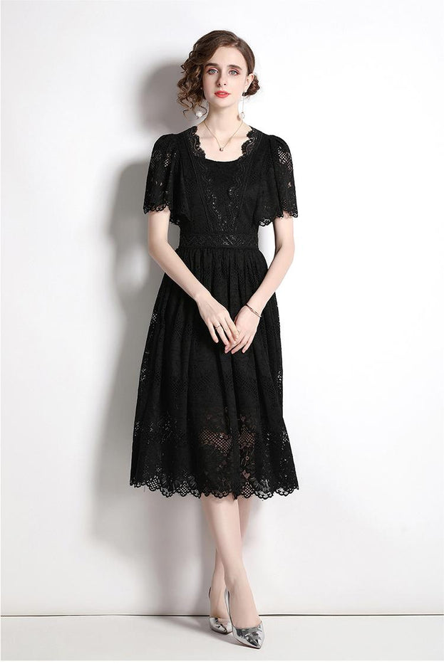 Solid Color Lace Dress