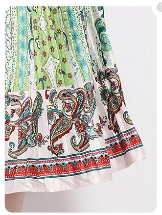 Fashion Suit Collar Tucked Waist Positioning Printed Pleated Dress