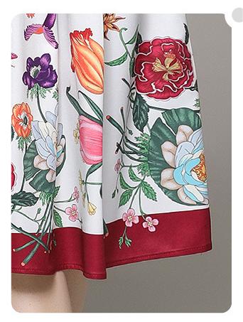 Fashion All-in-One Collection Waist Slimming Positioning Printed Short-Sleeved Dress