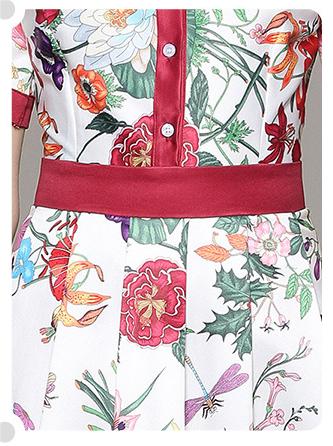 Fashion All-in-One Collection Waist Slimming Positioning Printed Short-Sleeved Dress