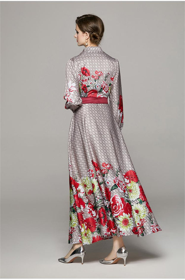 Fashion Waist Slimming Positioning Printed Dress