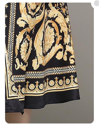Fashion All Lap Closed Waist Slimming Positioning Palace Style Print Dress with Belt