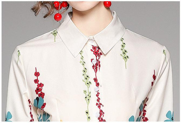Vintage Print Lapel Dress
