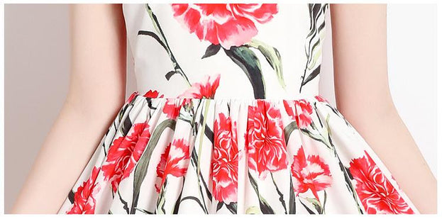 Vintage Print Sleeveless Dress
