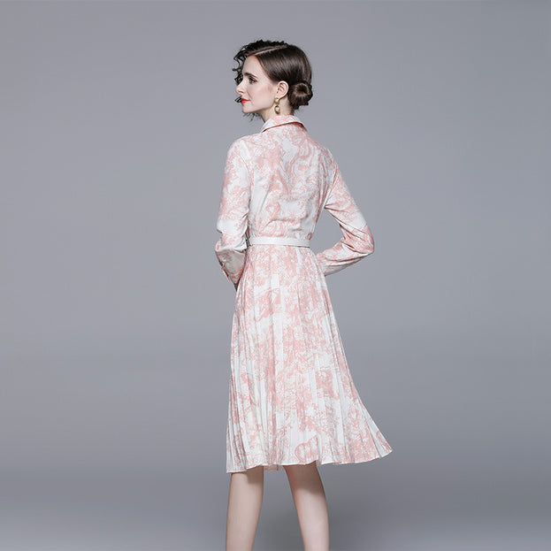 Printed Pleated Dress