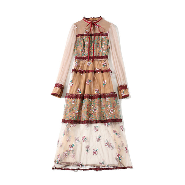 Gauze Embroidered Dress