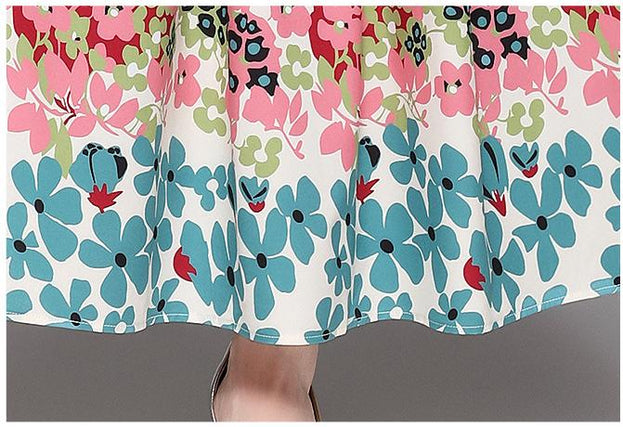 Vintage Print Lapel Dress