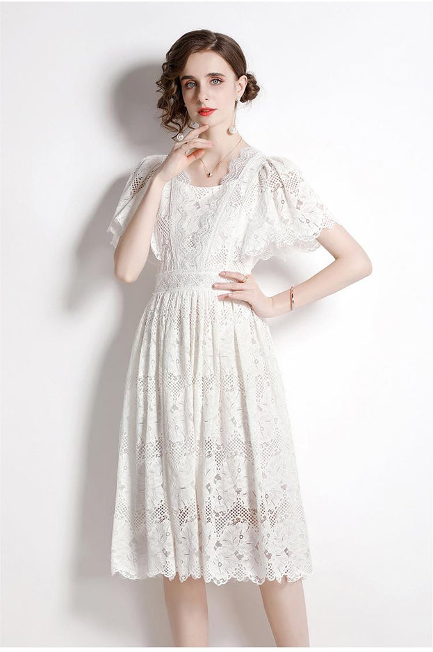 Solid Color Lace Dress