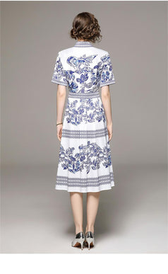Fashion All-in-One Collection Waist Slimming Positioning Printed Dress