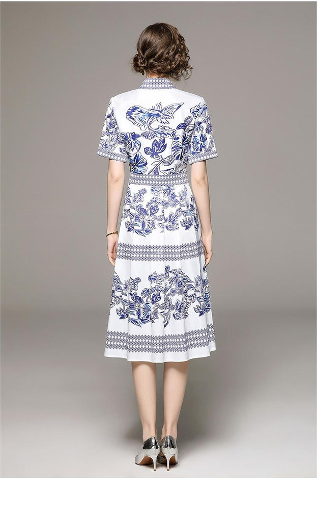 Fashion All-in-One Collection Waist Slimming Positioning Printed Dress