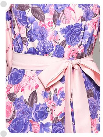 Fashion All-in-One Collection Waist Slimming Positioning Printed Dress with Belt