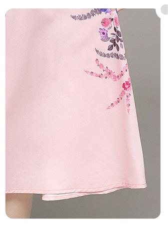 Fashion All-in-One Collection Waist Slimming Positioning Printed Dress with Belt