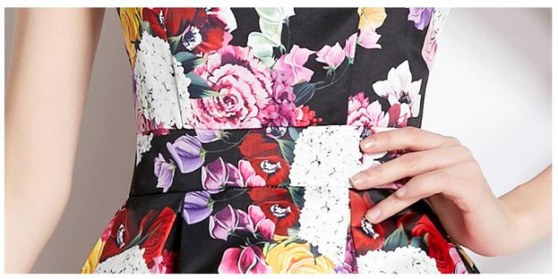 Vintage Print Sleeveless Dress