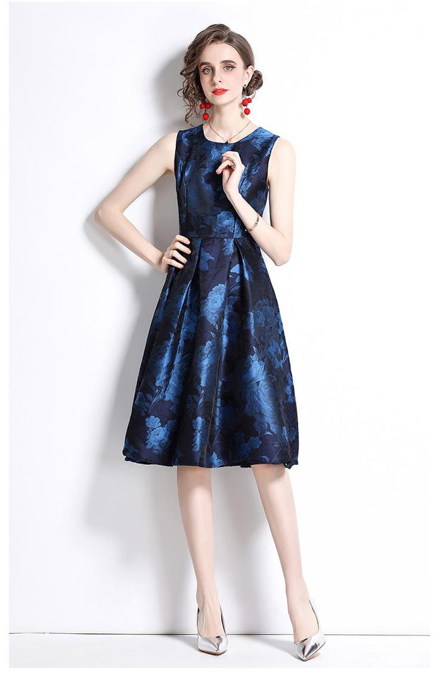 Temperament Elegant Jacquard Mid-Length Dress