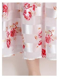 Half High Neck Lantern Sleeve Vintage Print Full-length Dress with Waist Tucked in (with Suspender)