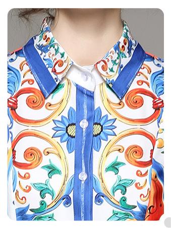 Fashion All-in-One Collection Waist Slimming Palace Style Positioning Printed Dress