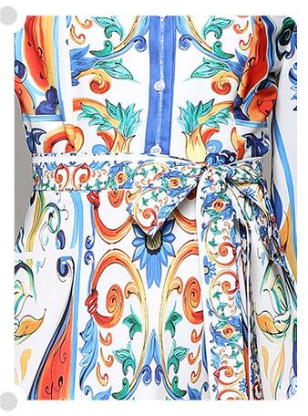 Fashion All-in-One Collection Waist Slimming Palace Style Positioning Printed Dress