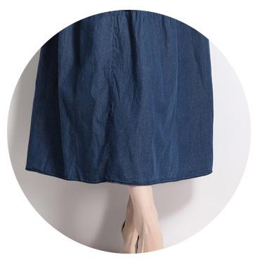 Off Shoulder Bust Embroidery Halter Denim Dress