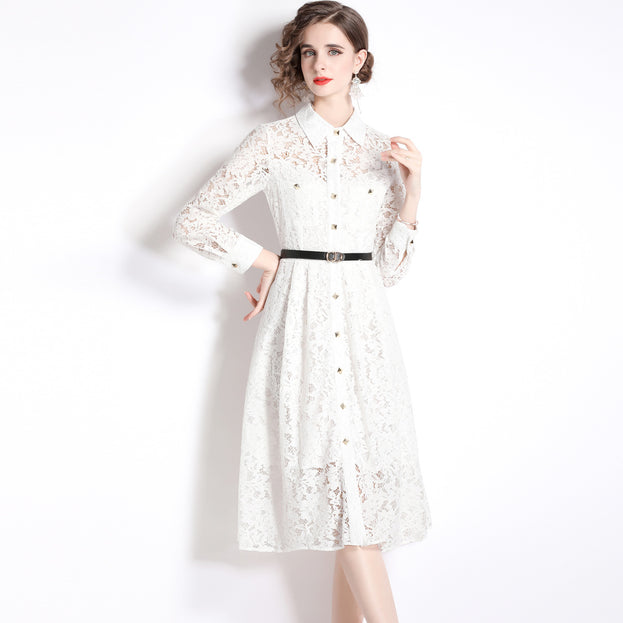 Solid Color Lace Dress