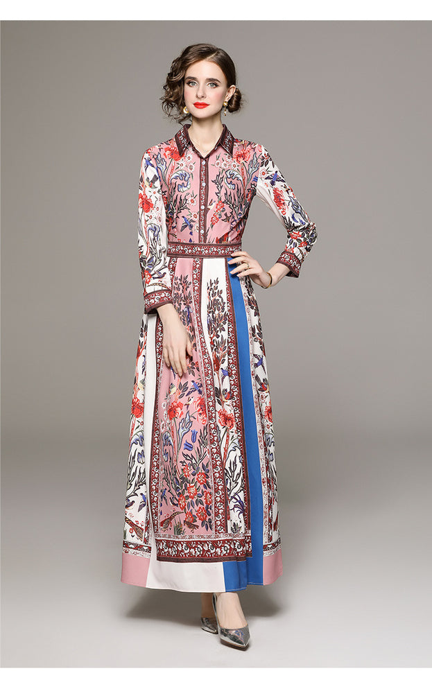 Fashion All-in-One Collection Waist Slimming Positioning Printed Dress